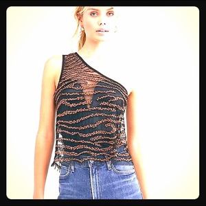 NWT FREE PEOPLE HEAD TURNER GOLDEN NIGHT BLOUSE Lg